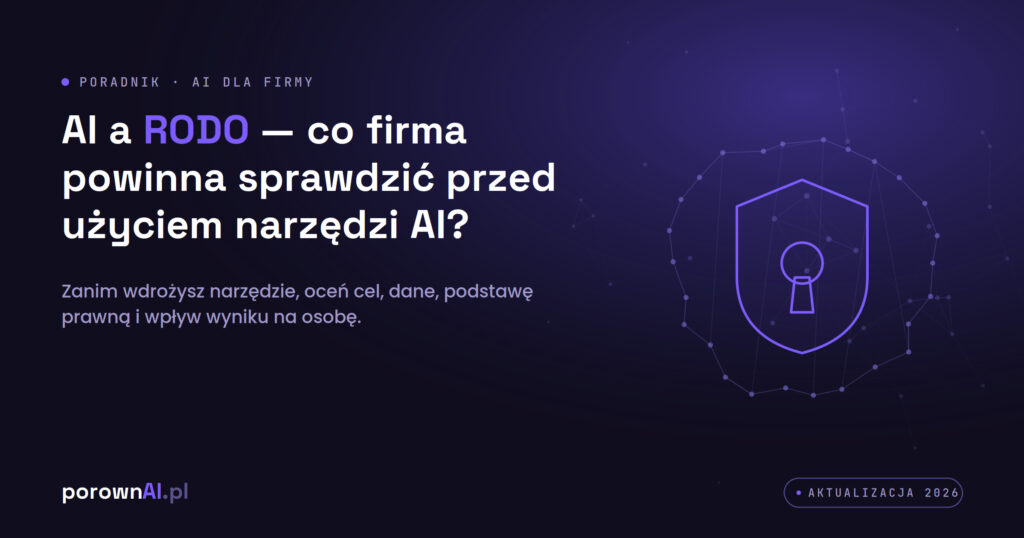 Ochrona danych osobowych a narzędzia AI — co firma musi sprawdzić przed wdrożeniem zgodnie z RODO.