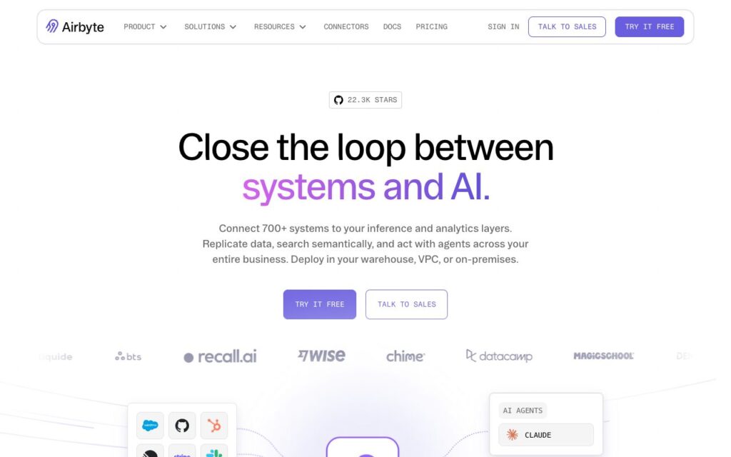 Airbyte: strona startowa narzędzia (zrzut ekranu)