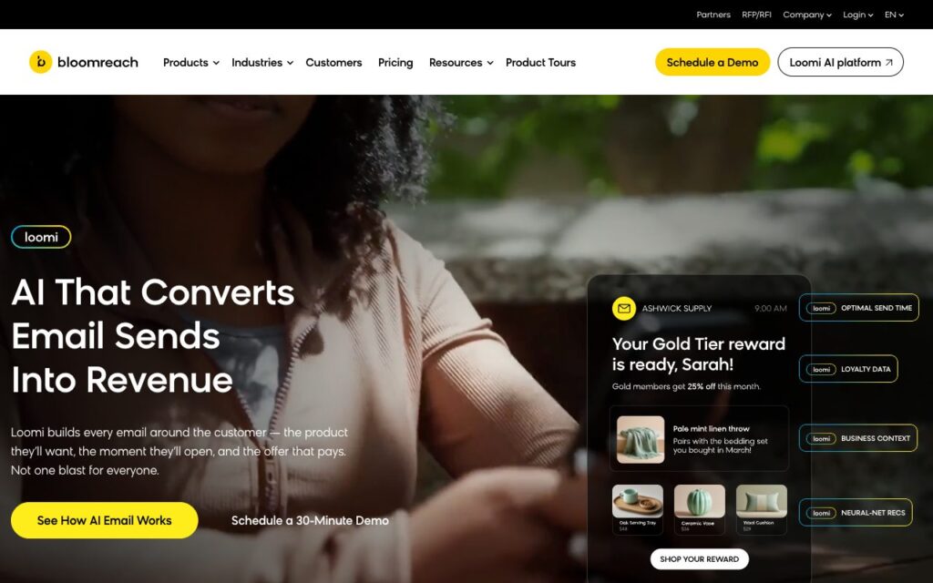 Bloomreach: strona startowa narzędzia (zrzut ekranu)