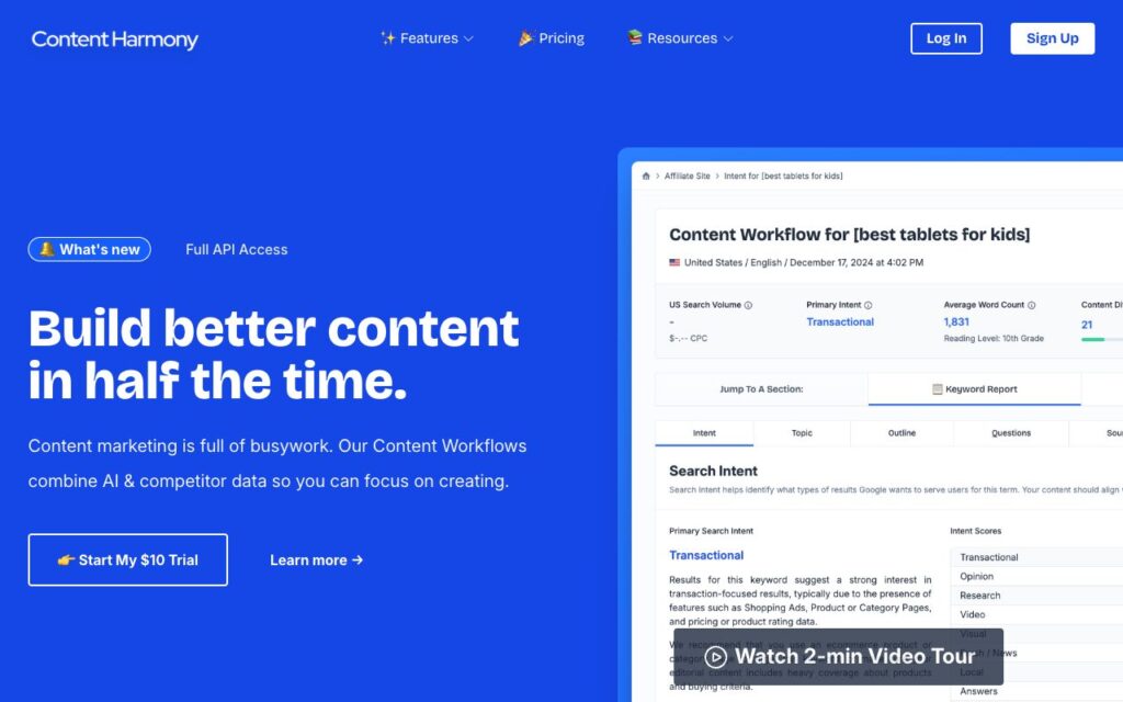 Content Harmony: strona startowa narzędzia (zrzut ekranu)
