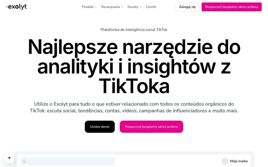 Exolyt: strona startowa narzędzia (zrzut ekranu)