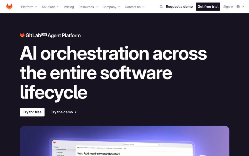 GitLab Duo: strona startowa narzędzia (zrzut ekranu)