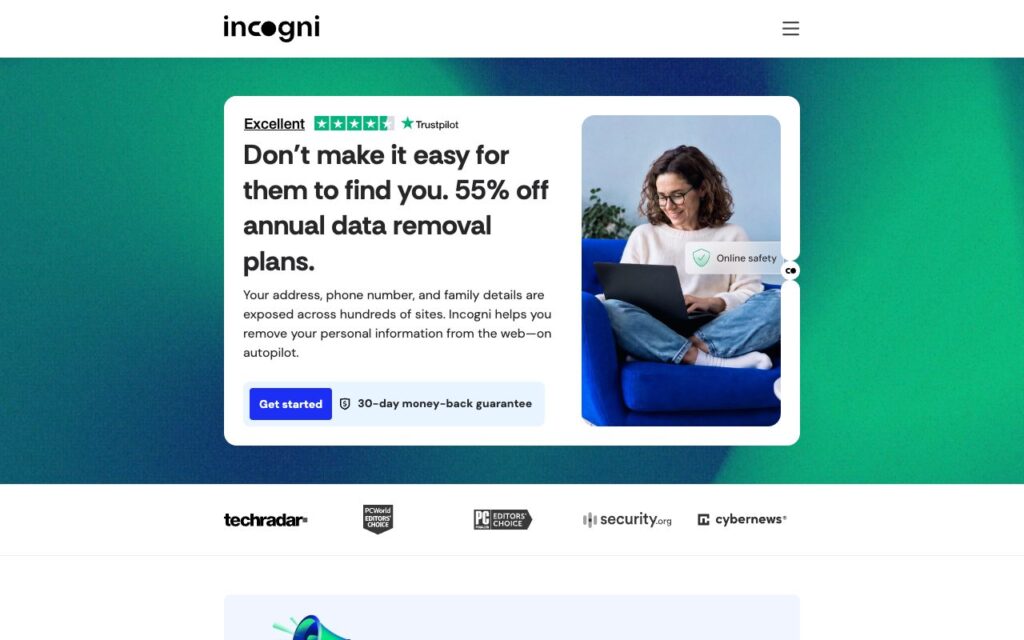 Incogni: strona startowa narzędzia (zrzut ekranu)