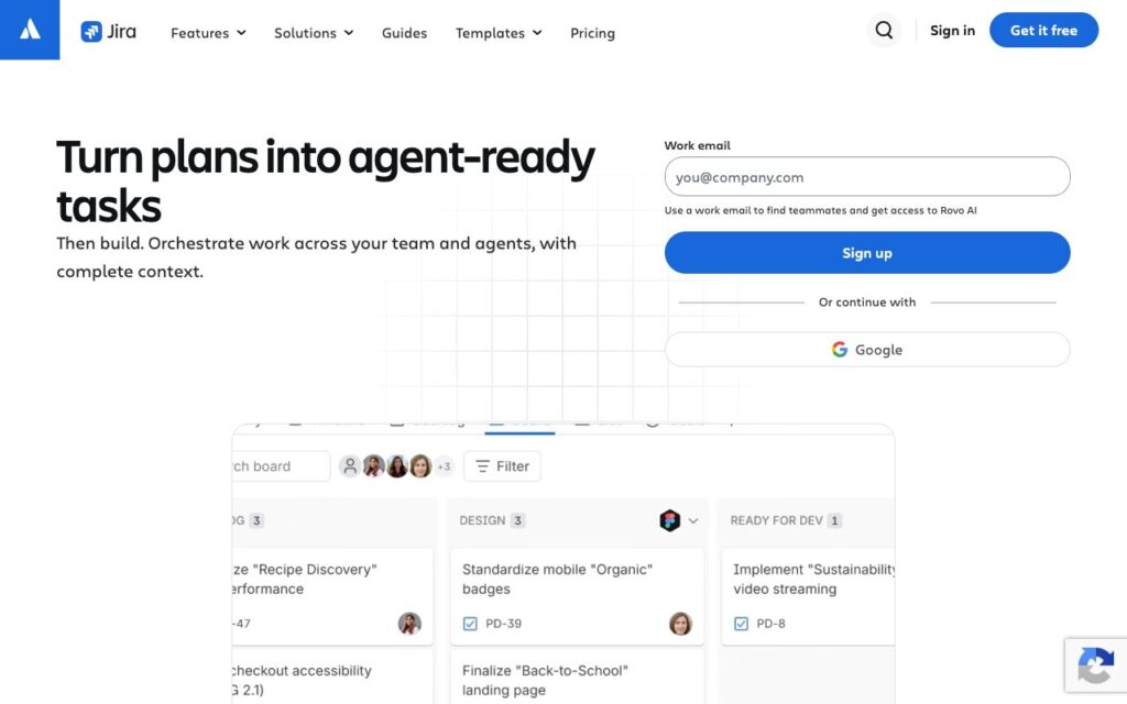 Jira: strona startowa narzędzia (zrzut ekranu)