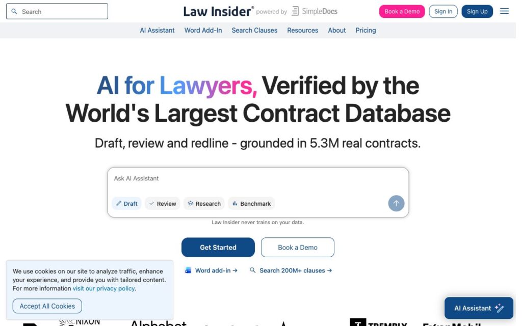 Law Insider: strona startowa narzędzia (zrzut ekranu)