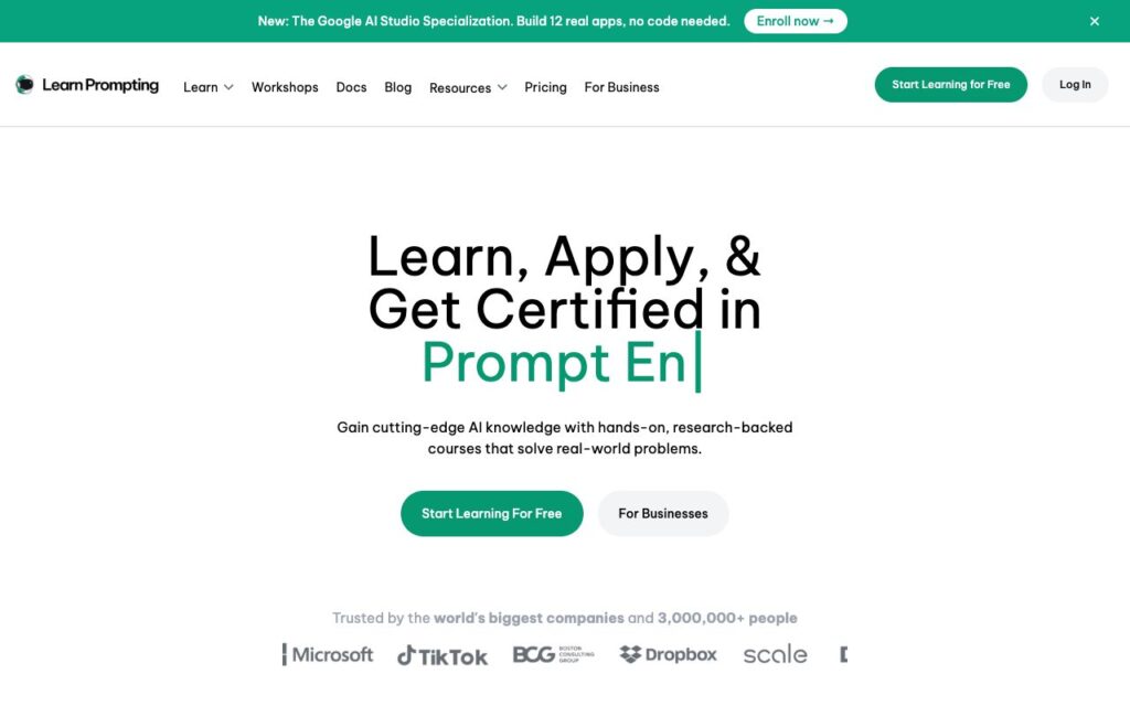 Learn Prompting: strona startowa narzędzia (zrzut ekranu)