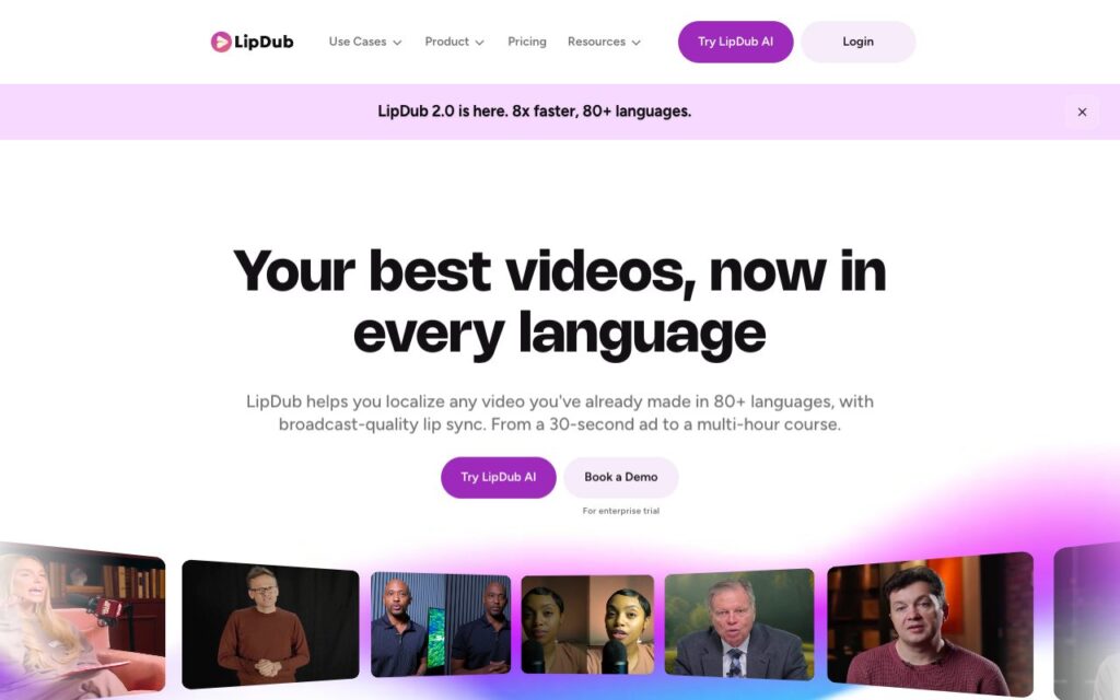 LipDub AI: strona startowa narzędzia (zrzut ekranu)