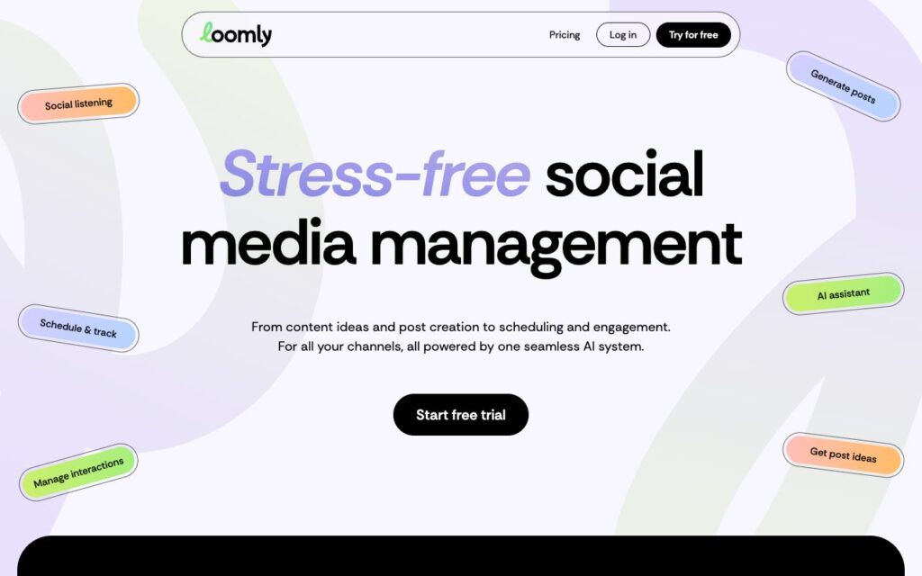 Loomly: strona startowa narzędzia (zrzut ekranu)