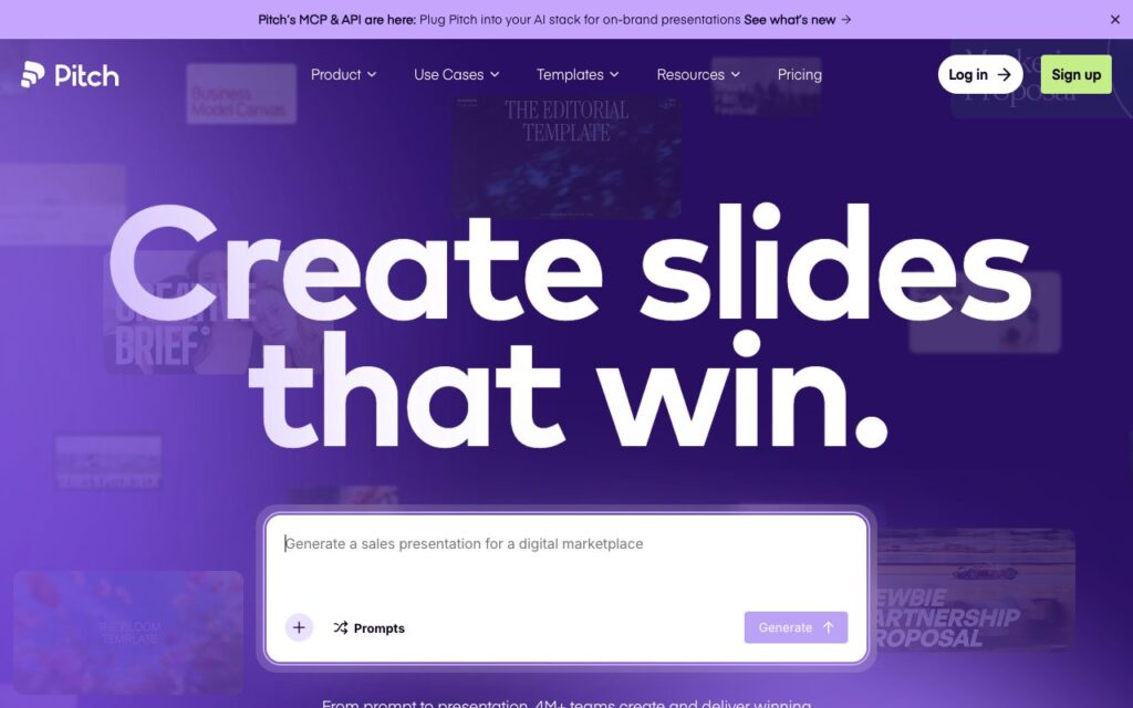 Pitch: strona startowa narzędzia (zrzut ekranu)