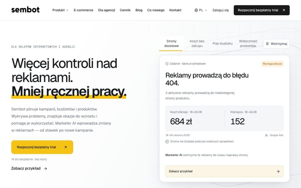 Sembot: strona startowa narzędzia (zrzut ekranu)
