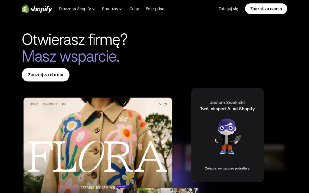 Shopify Magic: strona startowa narzędzia (zrzut ekranu)