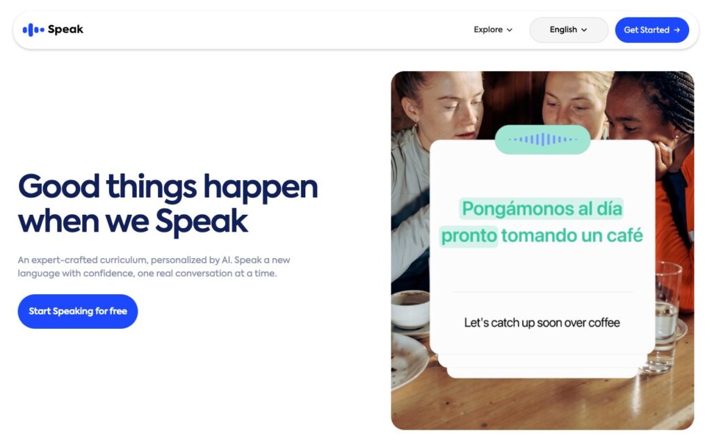 Speak: strona startowa narzędzia (zrzut ekranu)