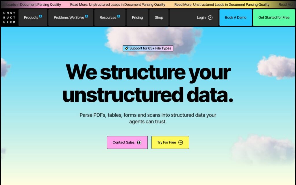Unstructured: strona startowa narzędzia (zrzut ekranu)